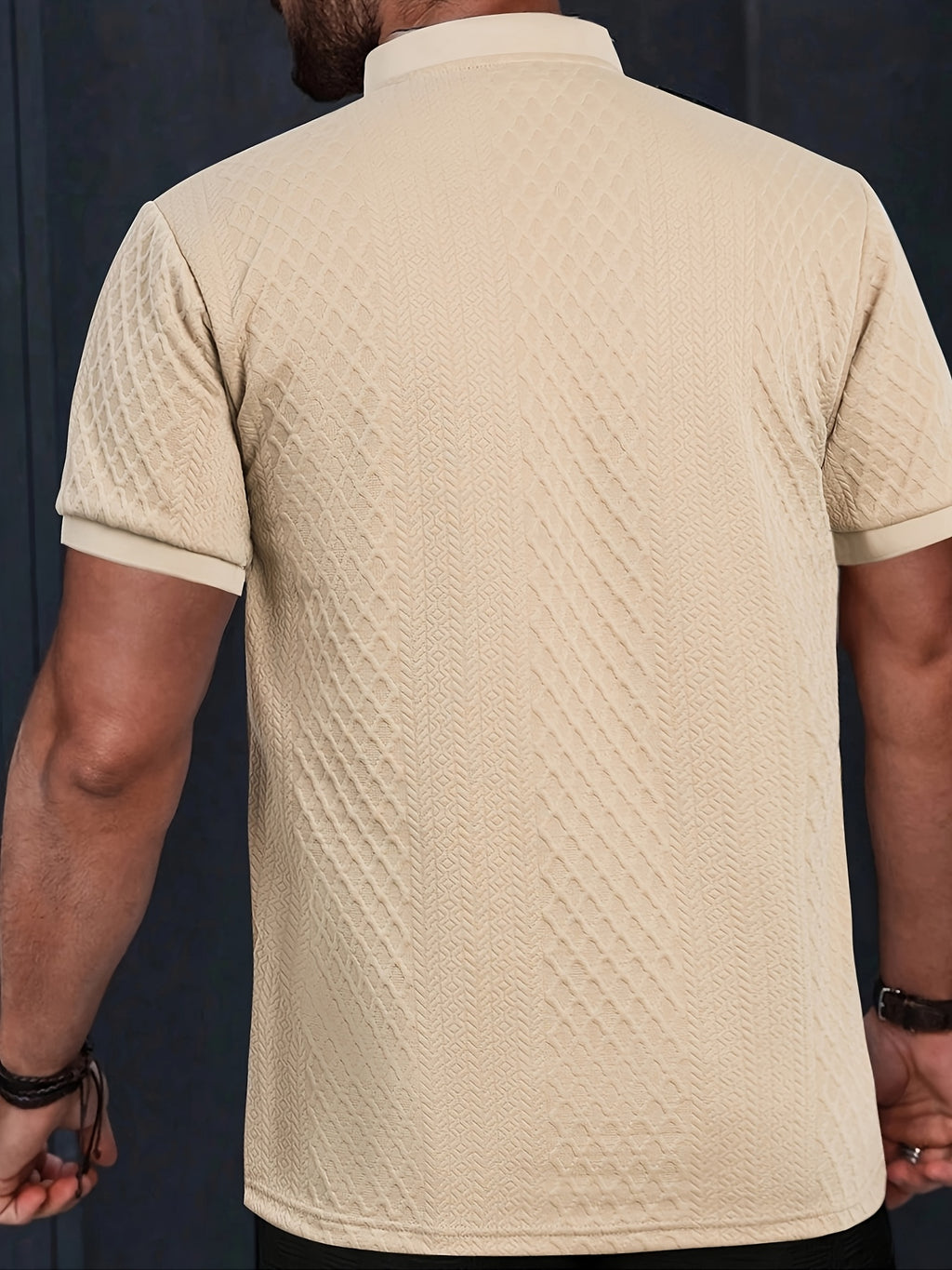 Damjan | Lässiges Business-Henley-Polohemd für Herren – Jacquard-Kragen