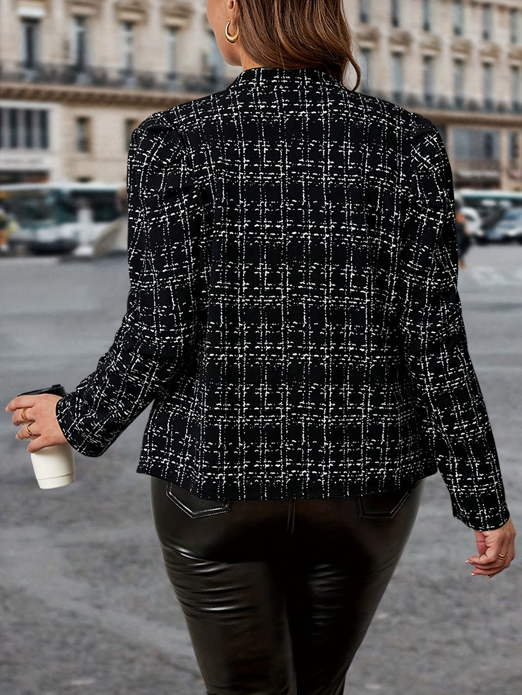 Alithia | Manteau à carreaux pour femme avec fermeture à double boutonnage, manteau élégant pour l'automne et l'hiver