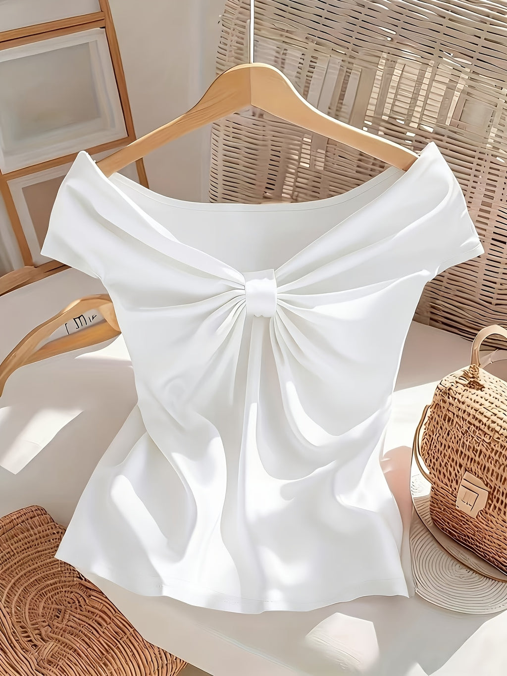 Lyna | Dames off-shoulder top – chique elegante blouse met korte mouwen, slim fit casual zomerblouse