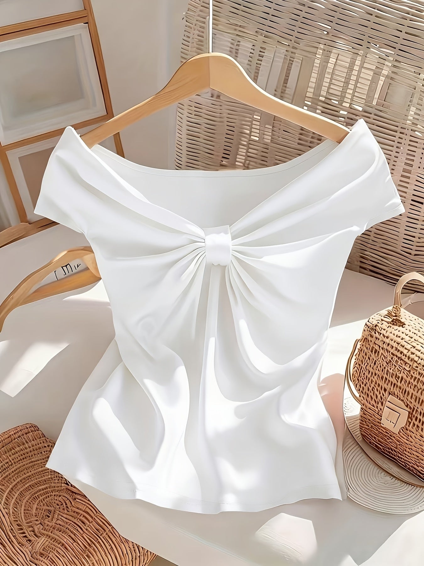 Lyna | Dames off-shoulder top – chique elegante blouse met korte mouwen, slim fit casual zomerblouse