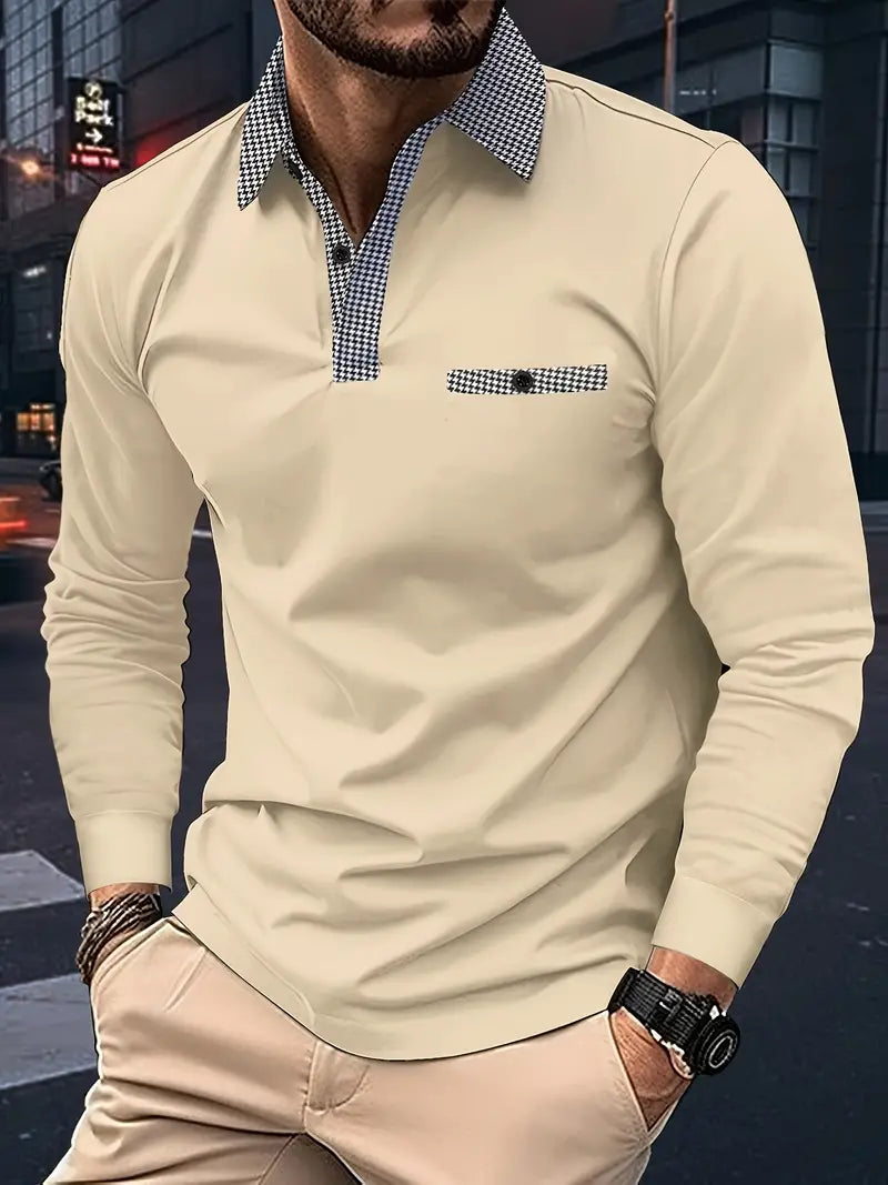 Cassiel | Langärmliges Herren-Poloshirt – Klassisches Freizeithemd für Herren, bequem und atmungsaktiv