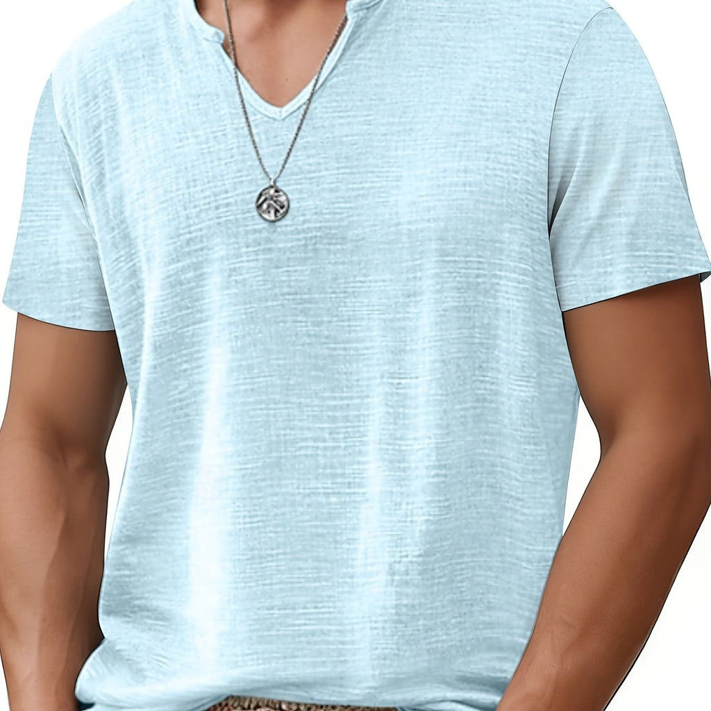 Tariano  | Ademend T-shirt met V-hals voor heren, casual, korte mouwen, effen kleur