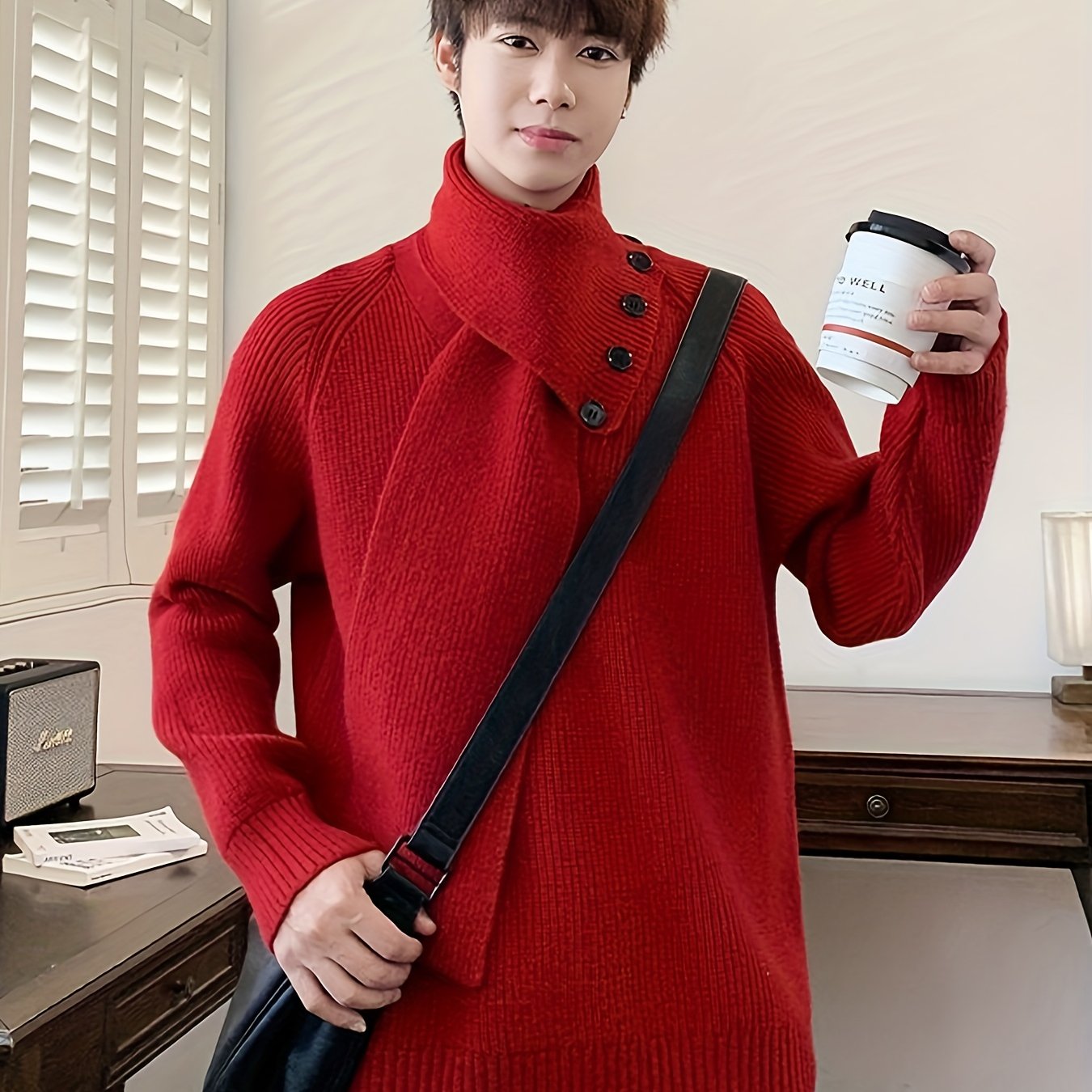 Saelric | Zachte thermische pullover voor heren – Losse pasvorm, ontwerp met knoopsluiting, casual en winterbreiwerk