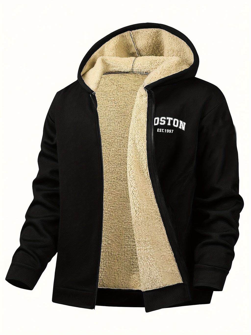 Zayden | Sweat à capuche zippé doublé polaire pour homme – Sweat à capuche décontracté avec imprimé lettres