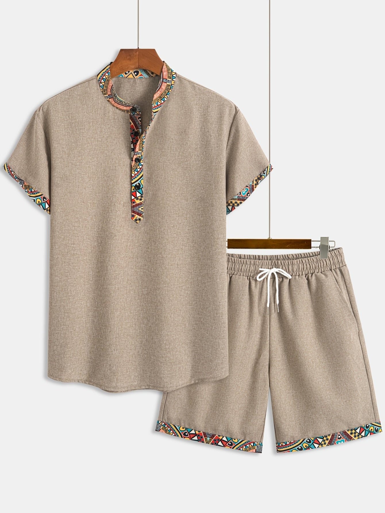 Daryx | Heren zomerset uit twee delen – shirt en short met etnische print en zakken