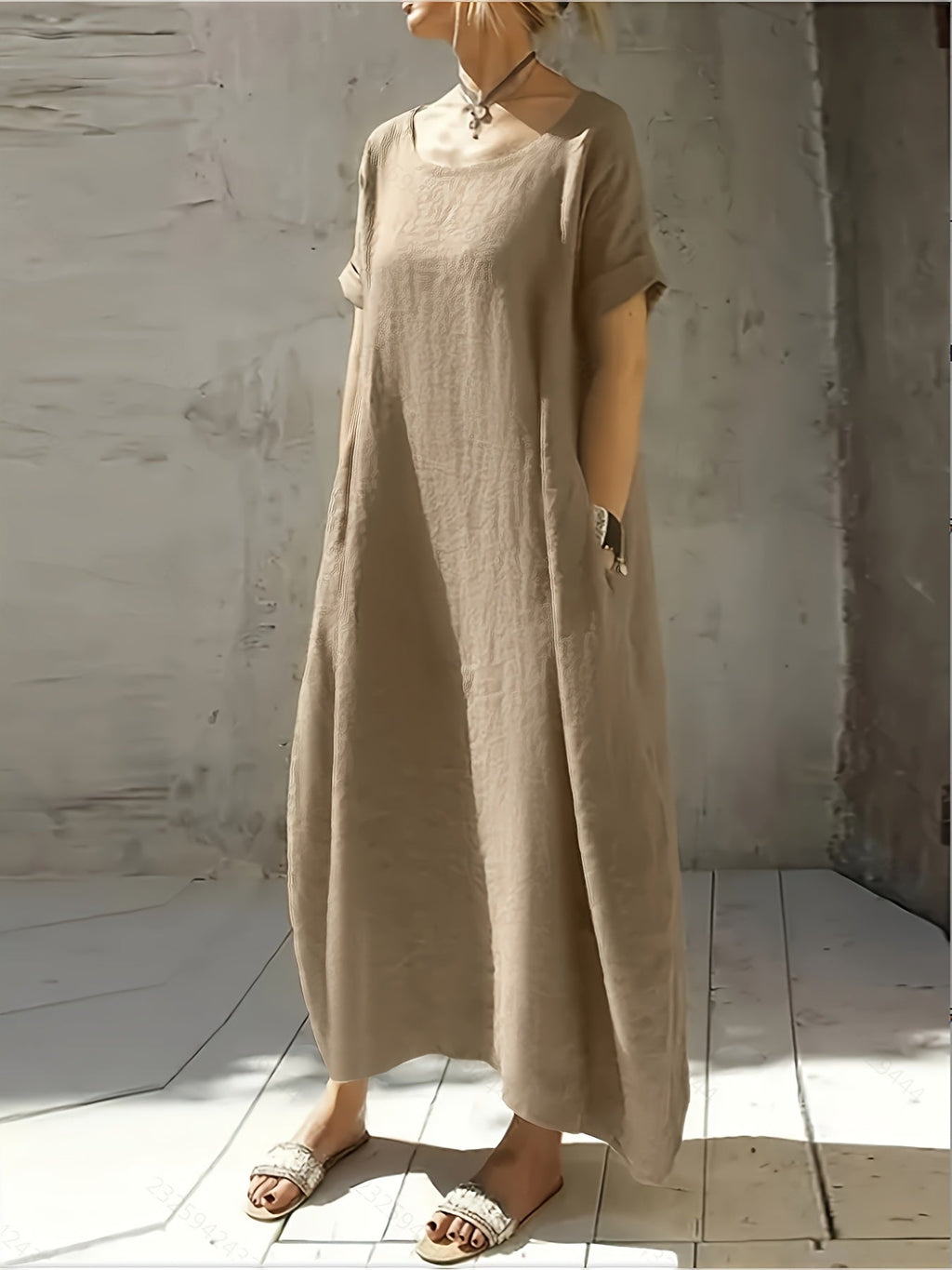 Falyth | Breezy Pocket Midi-jurk – Losse casual zomerjurk voor dames