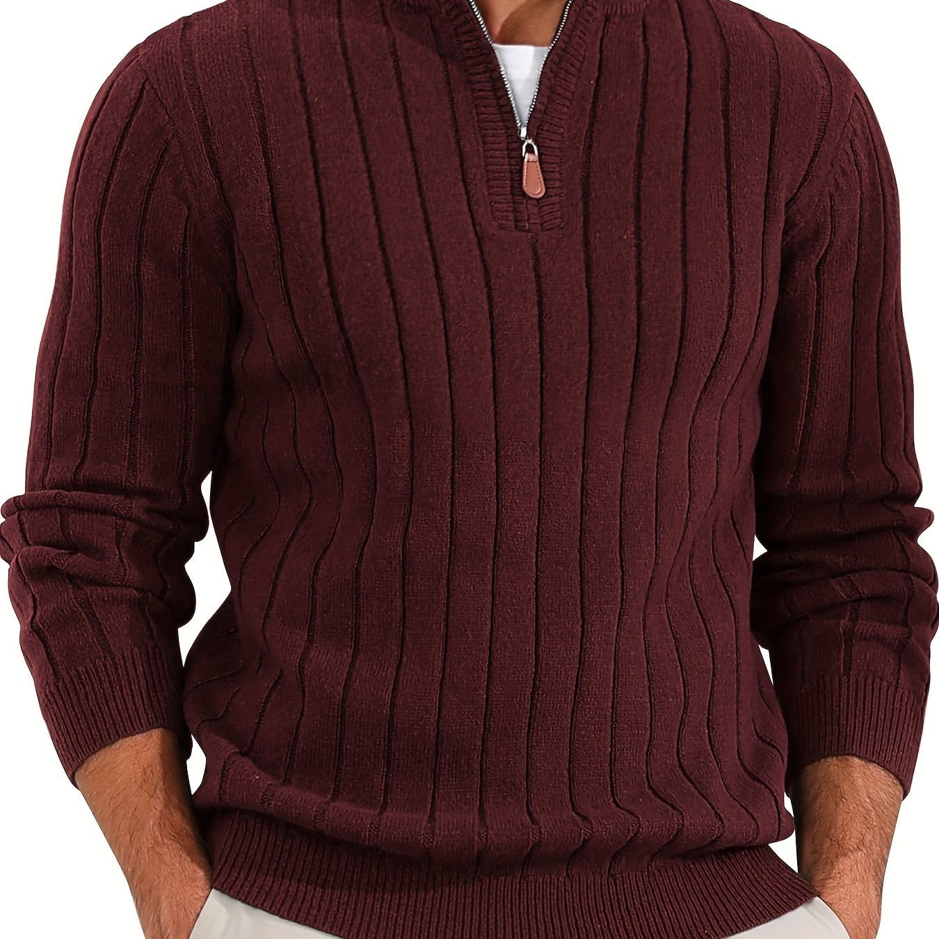 Brinor | Heren trui met halve rits – Casual trui met opstaande kraag, losse pasvorm, ritssluiting