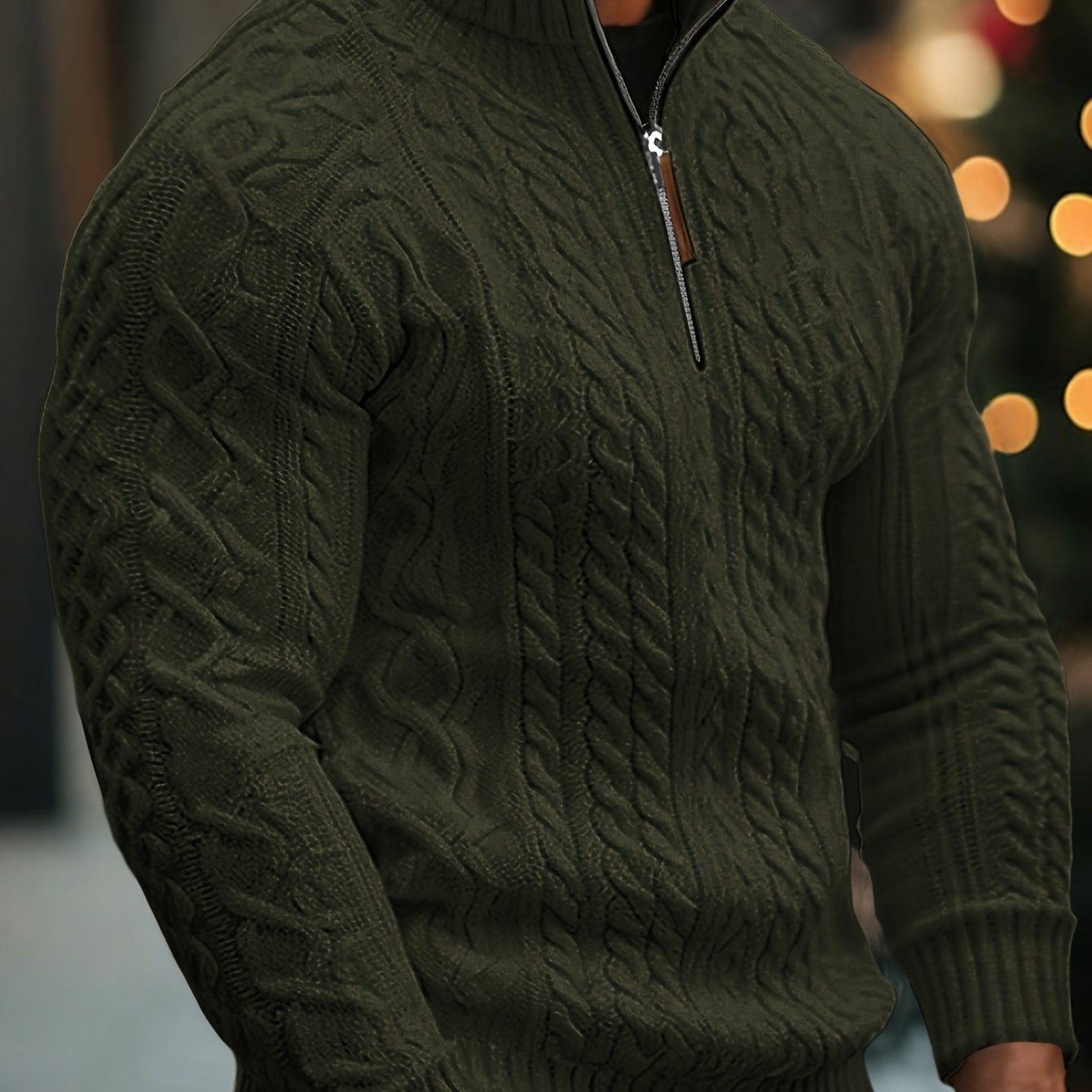 Dagfinn | Herren-Pullover mit Stehkragen und halber Reißverschluss, weiches Strickmaterial
