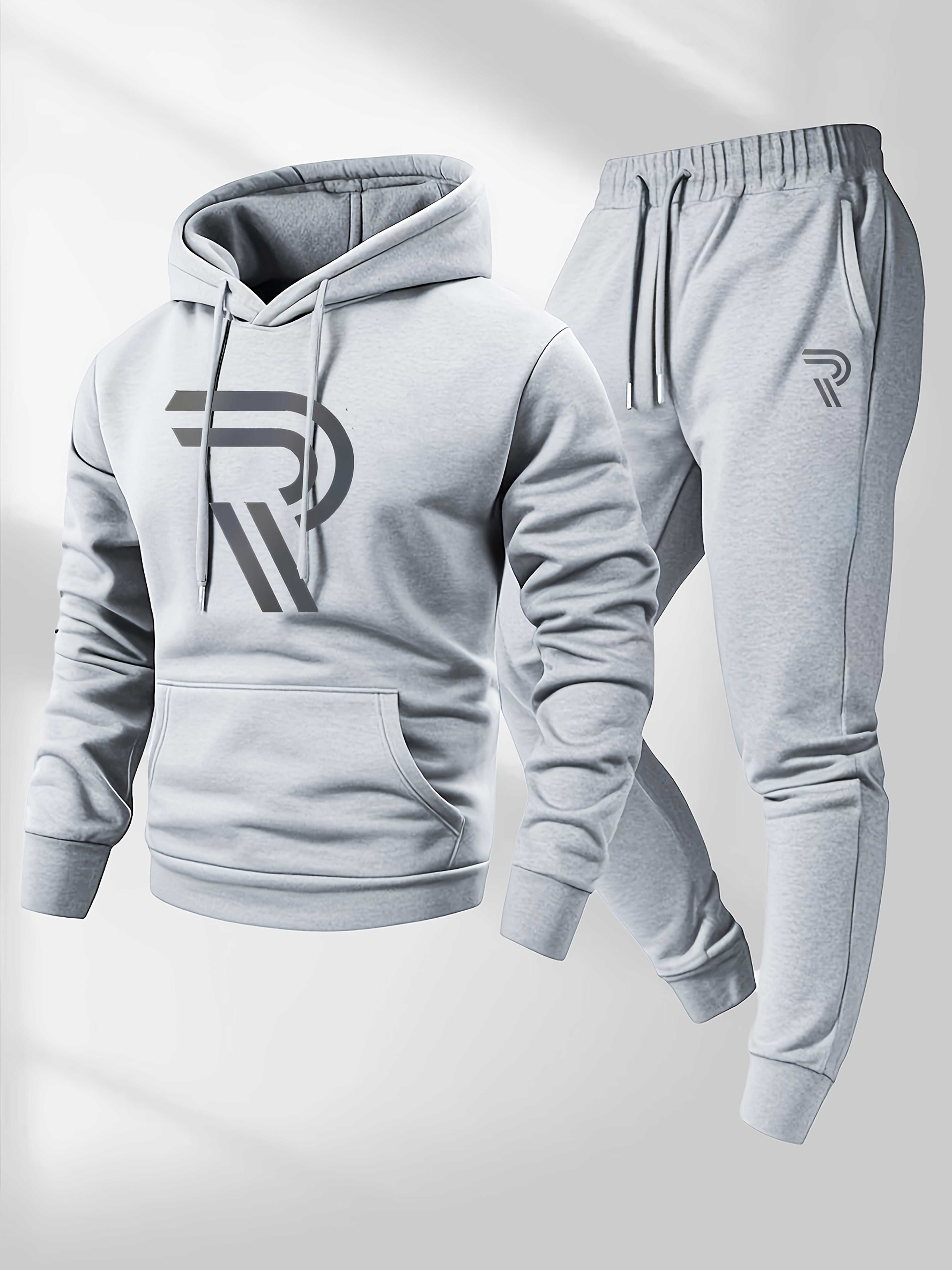 Knudsen | Ensemble de survêtement homme : sweat à capuche et pantalon – Logo « R », style décontracté, automne/hiver