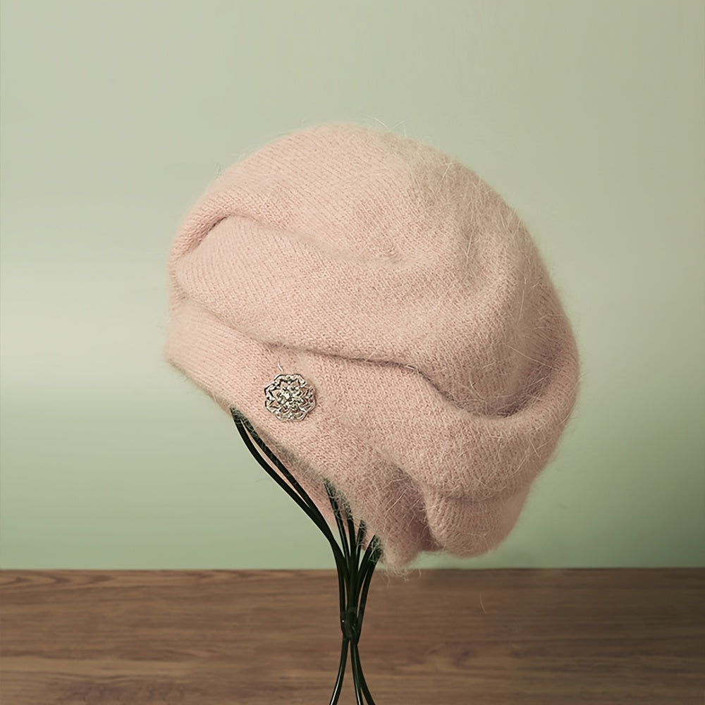 Emina | Bonnet femme en laine mélangée – Bonnet d'hiver chaud en maille