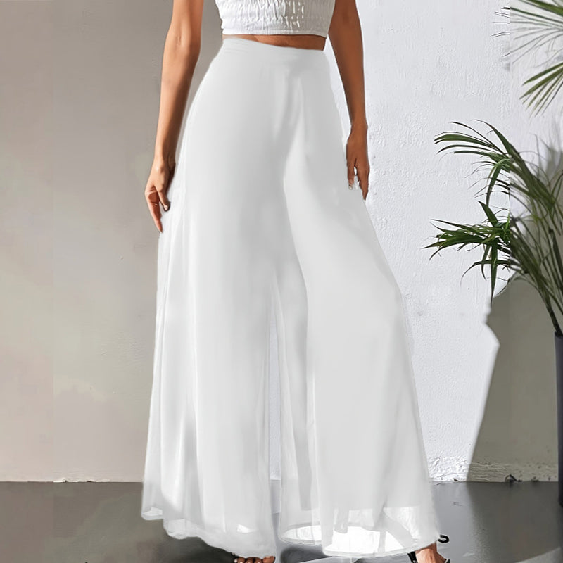 Xirelia | Wijde Chiffon Damesbroek – Luchtige en Zwierige Pantalon Casual Zomerse Palazzo Broek