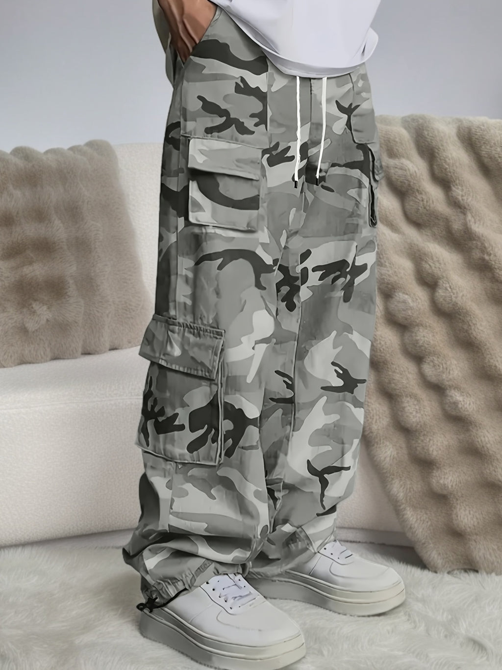 Alvor | Heren Camouflage Cargo Broek – Broek met Meerdere Zakken, Wijde Pijpen