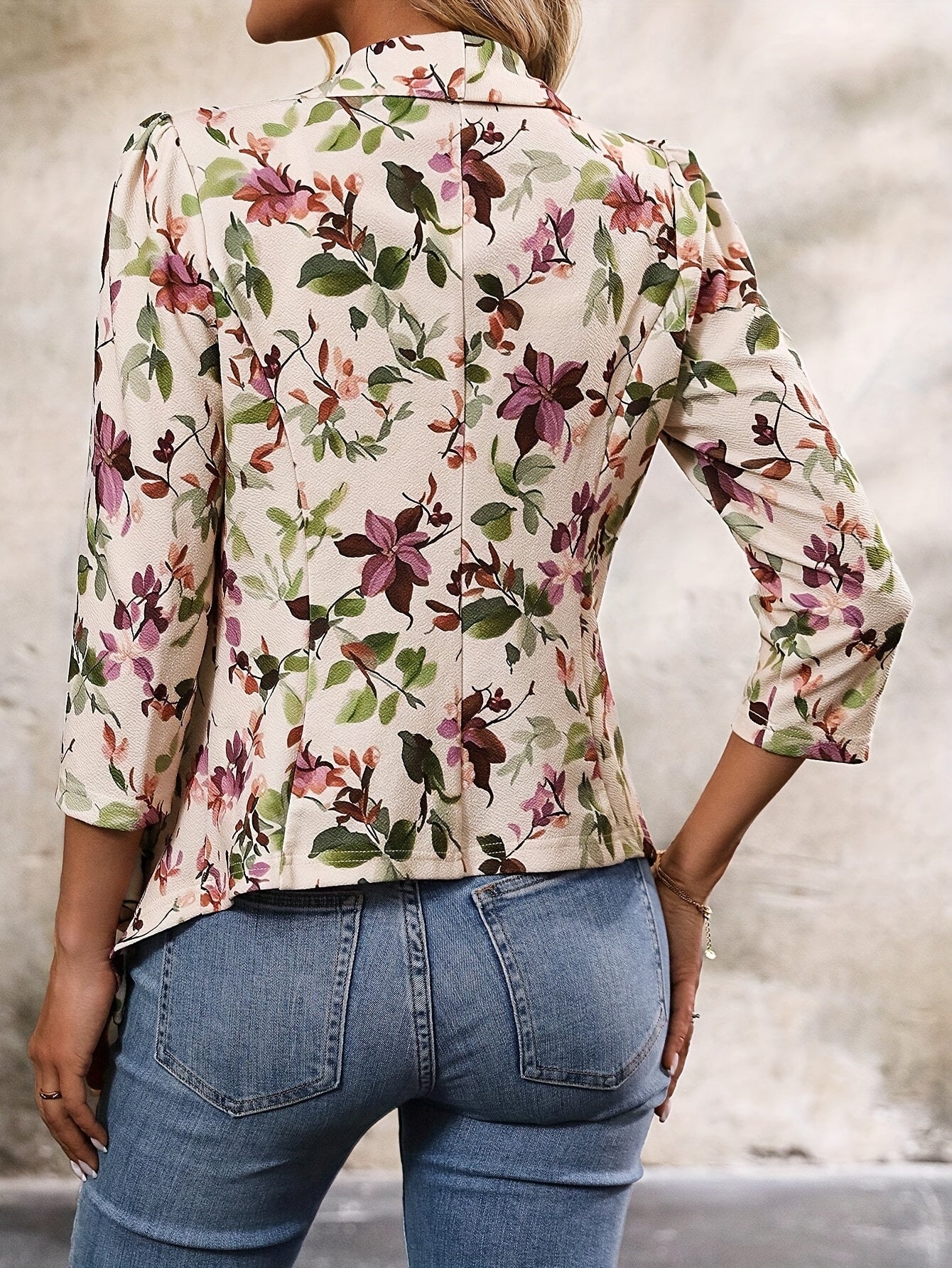 Myrilla | Dames blazer met bloemenprint – elegante blazer met rucherand, lichtgewicht en ademend