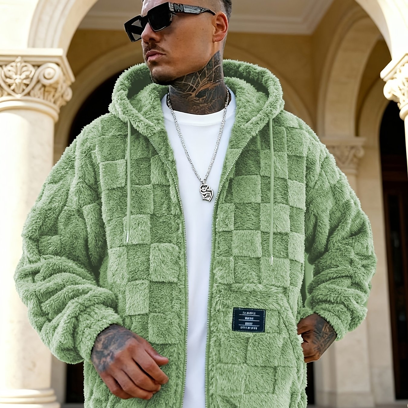 Einarsson | Herenjas met capuchon, warm, pluche, ritssluiting, casual, comfortabel