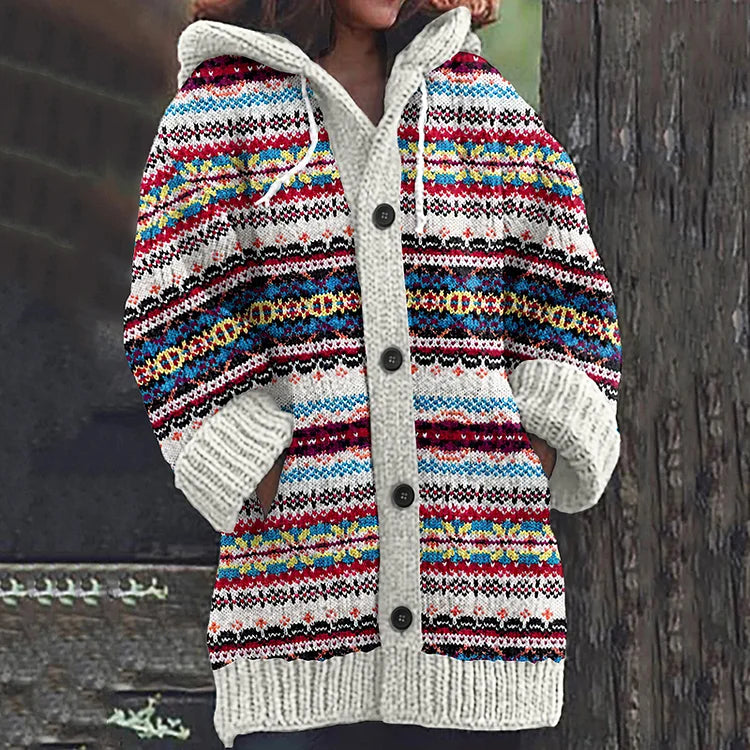 Cilia | Manteau en laine épaisse et chaude pour femme – Manteau d'hiver à motifs