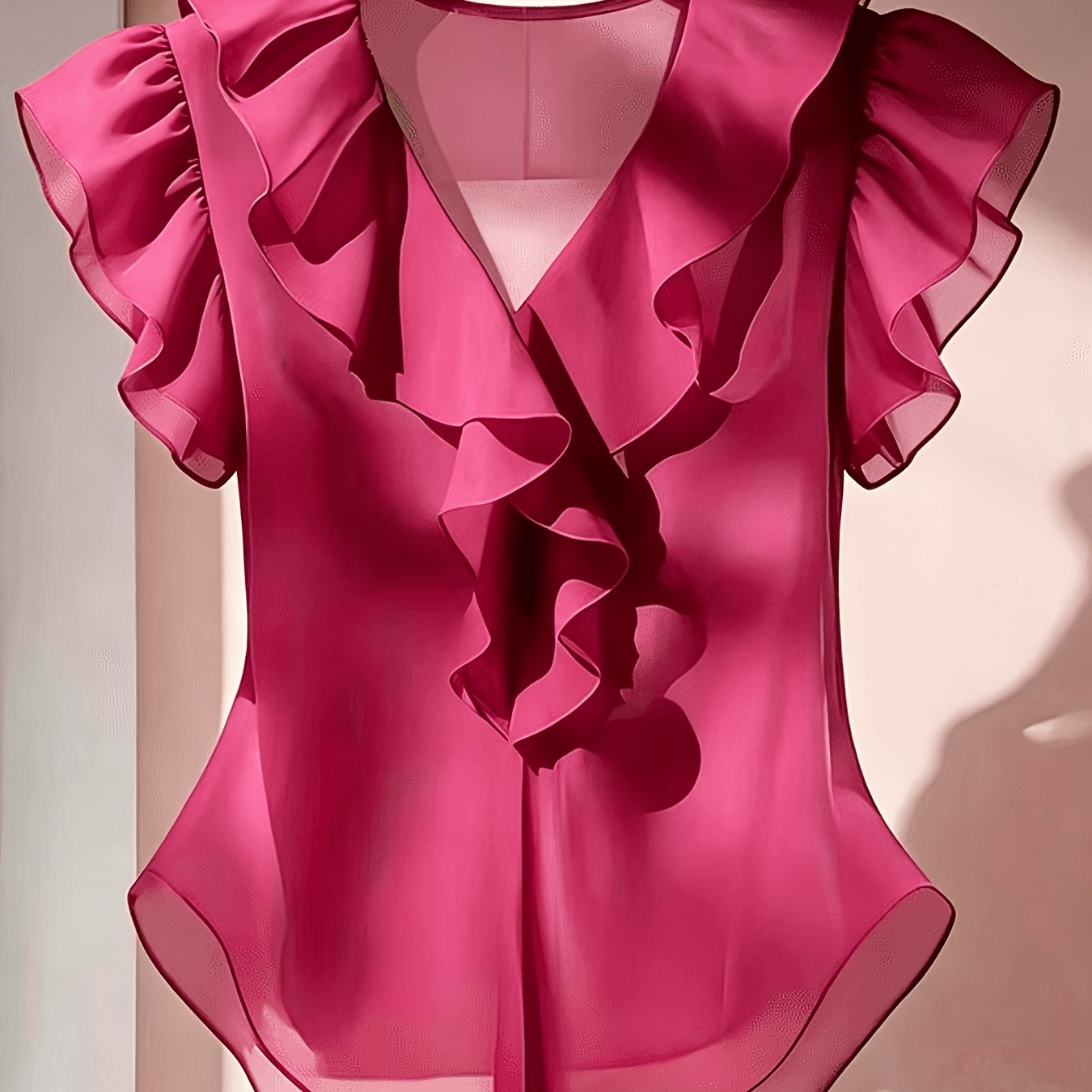 Emia | Dames chiffon blouse met ruches en korte mouwen – Franse stijl top, elegante lichte casual blouse
