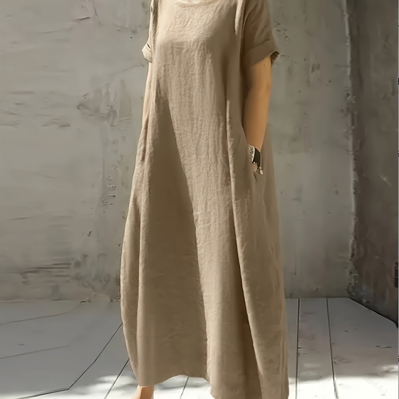 Falyth | Breezy Pocket Midi-jurk – Losse casual zomerjurk voor dames