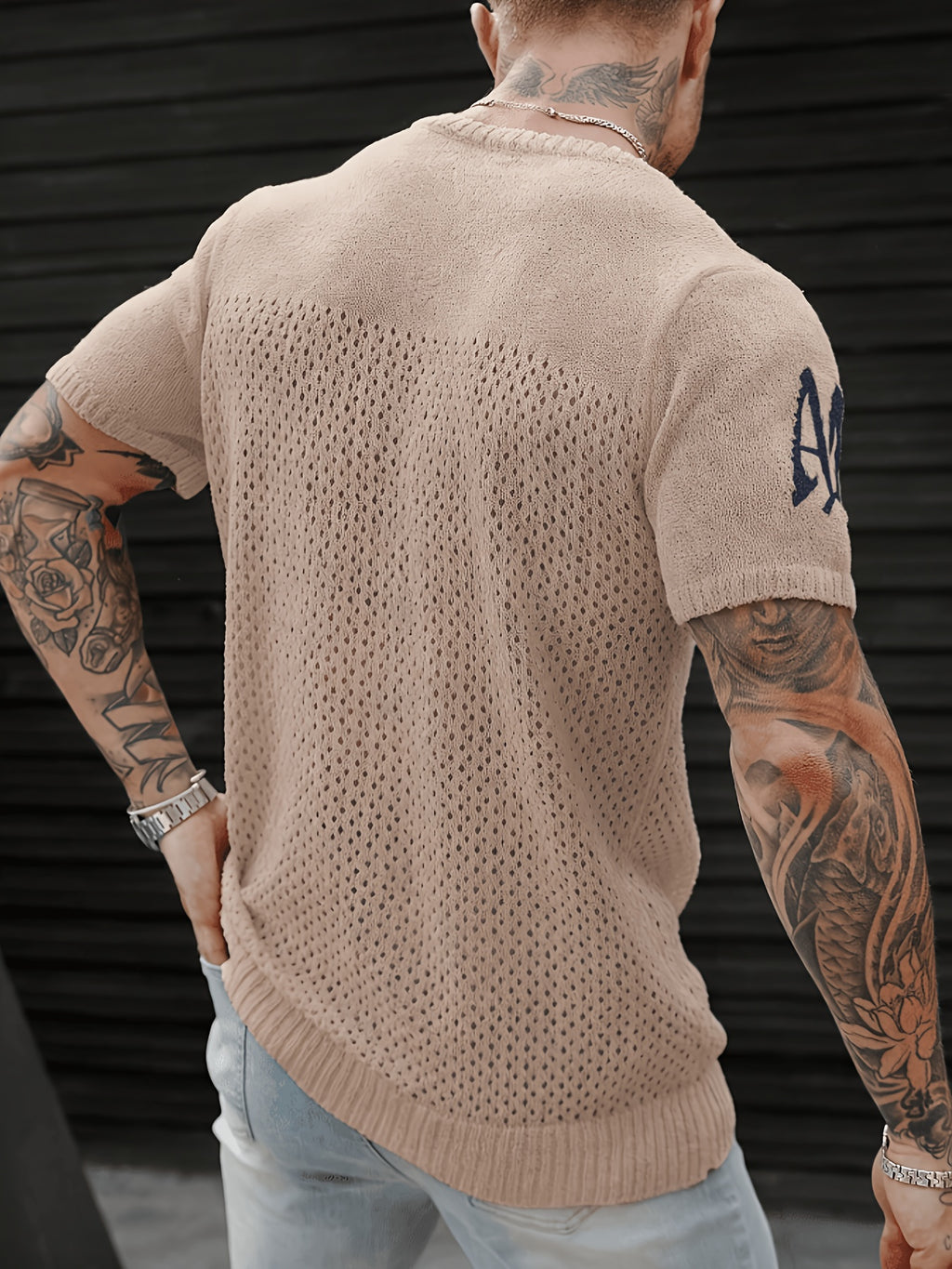 Zalen | Gebreid herenoverhemd – Minimalistisch casual overhemd met ronde hals