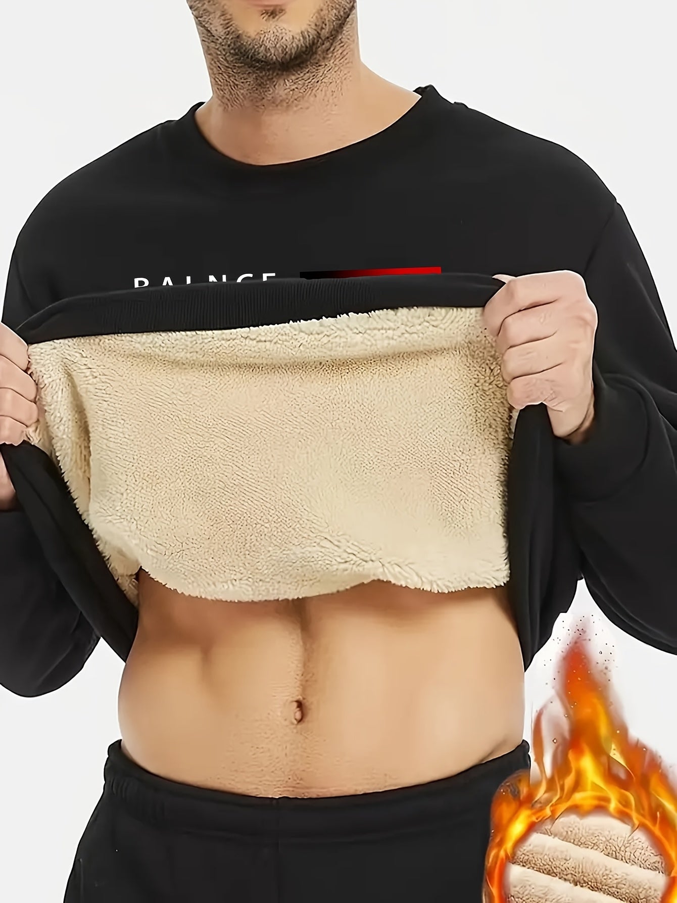 Luis | Heren sweatshirt met fleecevoering en print met kleurverloop van vlammen, casual streetwear