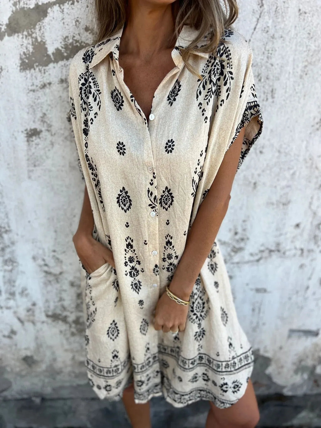 Azyra | Boho Breeze Midi-jurk – Casual jurk met relaxte pasvorm voor dames