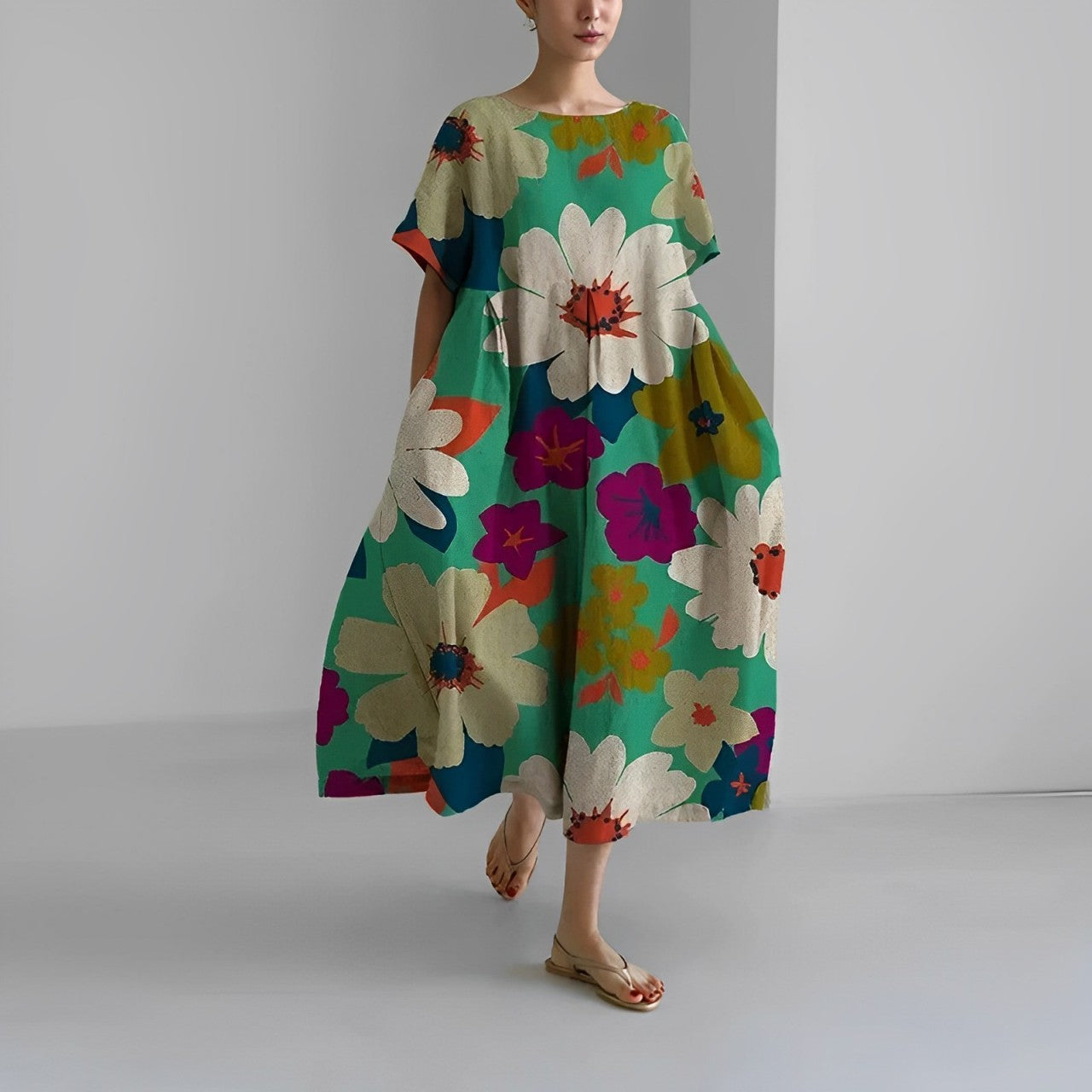 Vittoria | Vrouwen Boho Maxi jurk met bloemenprint en zakken