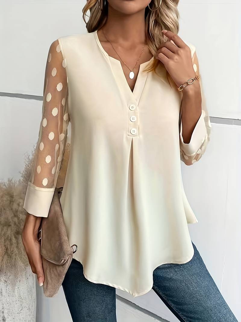 Kariselle | Elegante blouse van mesh met lange mouwen voor dames - Chique & ademende top