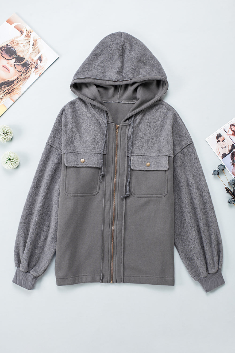 Ulirra | Damen-Jacke mit Kordelzug und übergroßem Reißverschluss – Lässige Streetwear-Jacke