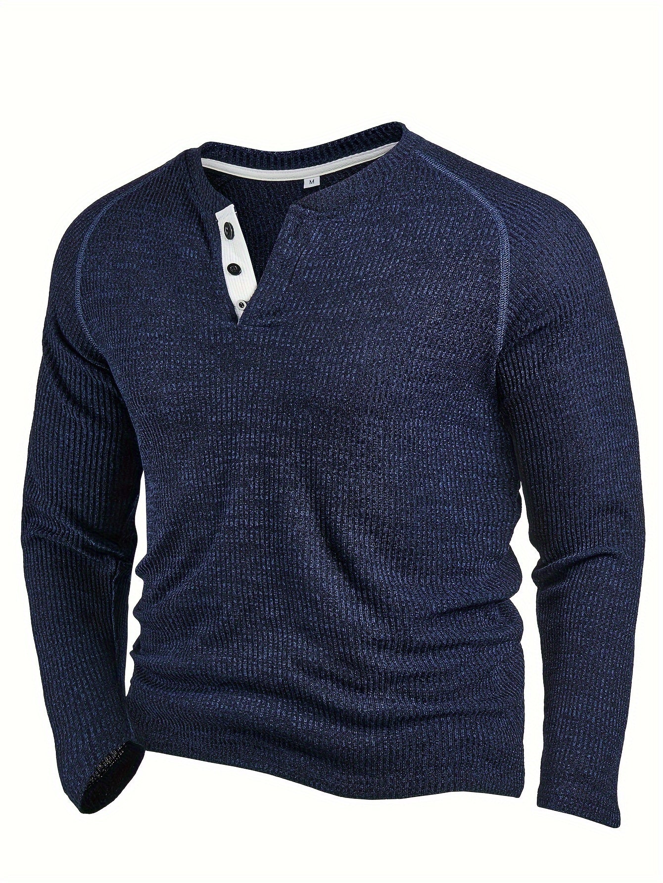 Mauritz | Chemise Henley décontractée en maille pour homme – manches longues, coupe raglan, fermeture boutonnée, idéale pour l'automne