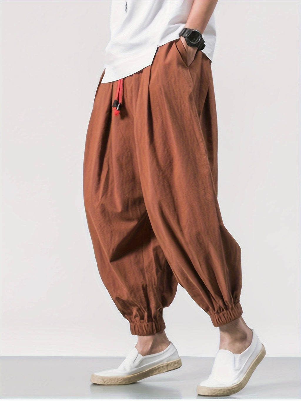 Rhaegar | Schwarze Leinenhose für Herren – leicht, lockere Passform, elastischer Bund, Kordelzug