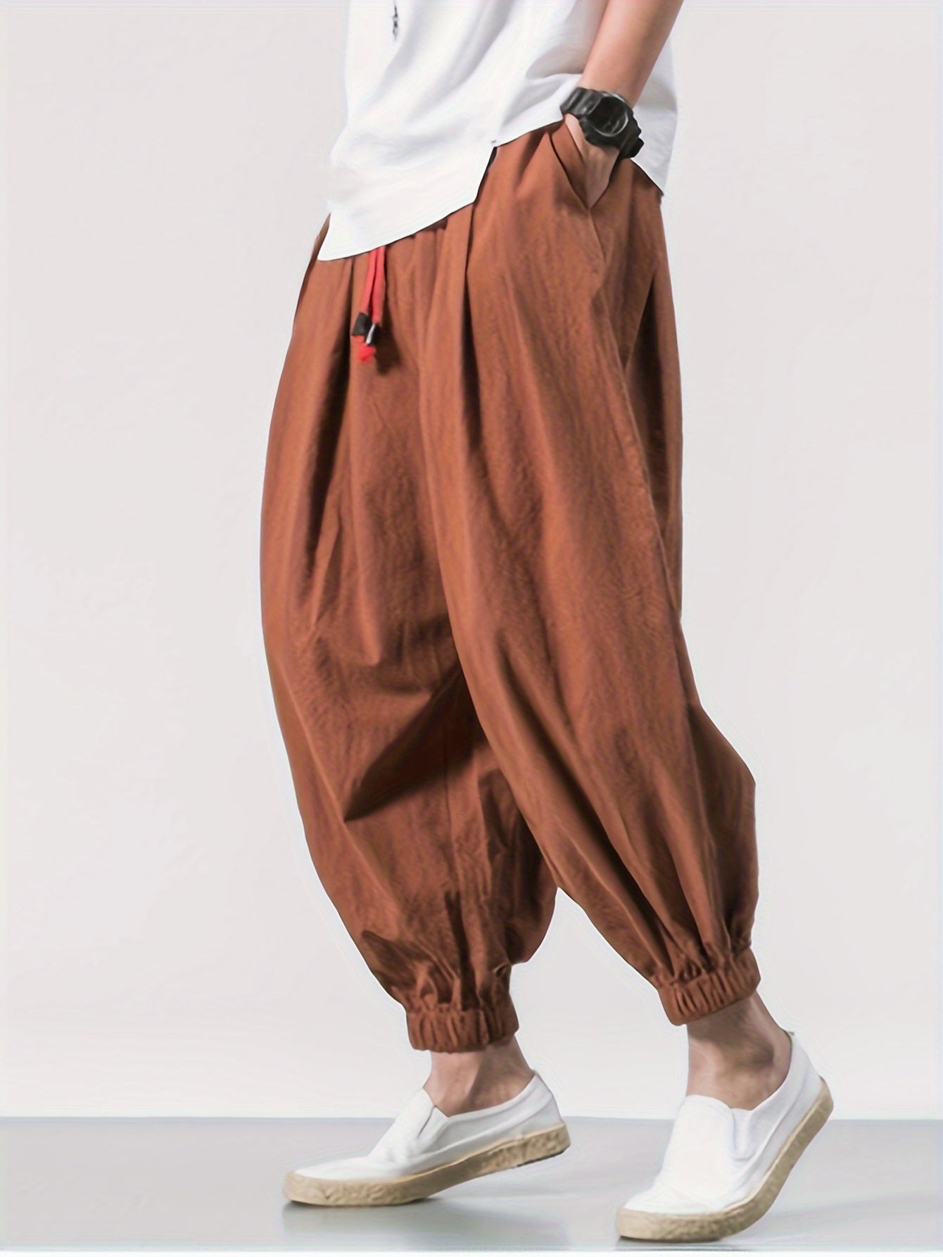 Rhaegar | Schwarze Leinenhose für Herren – leicht, lockere Passform, elastischer Bund, Kordelzug