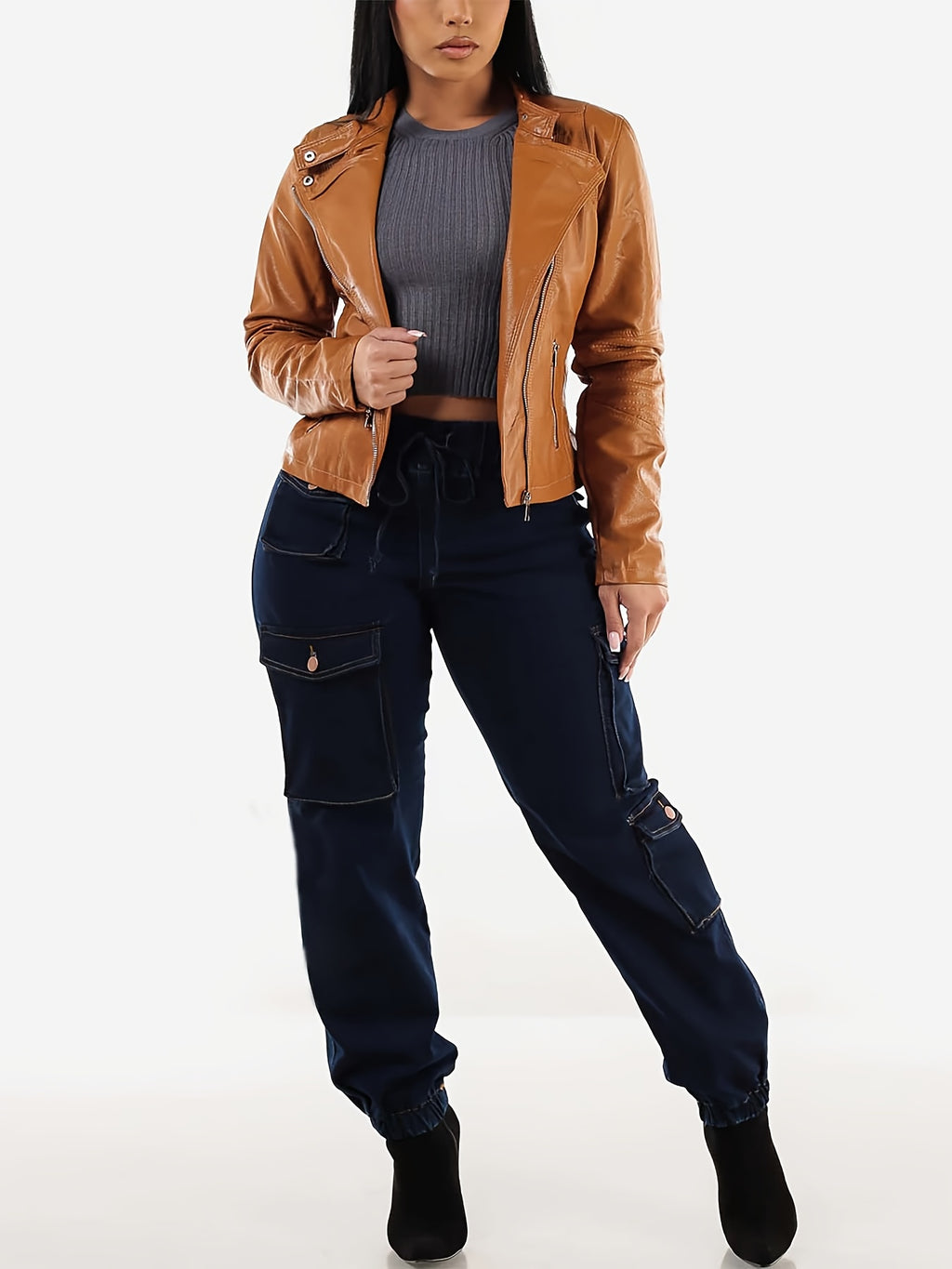 Vjollca | Jean cargo stretch femme - poches pratiques, coupe confortable