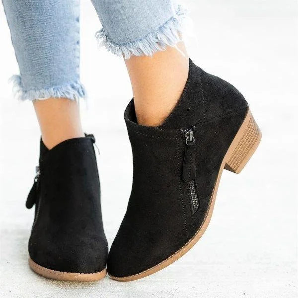 Comforra | Bottines orthopédiques en cuir pour femme - Daim, fermeture éclair latérale, confort optimal