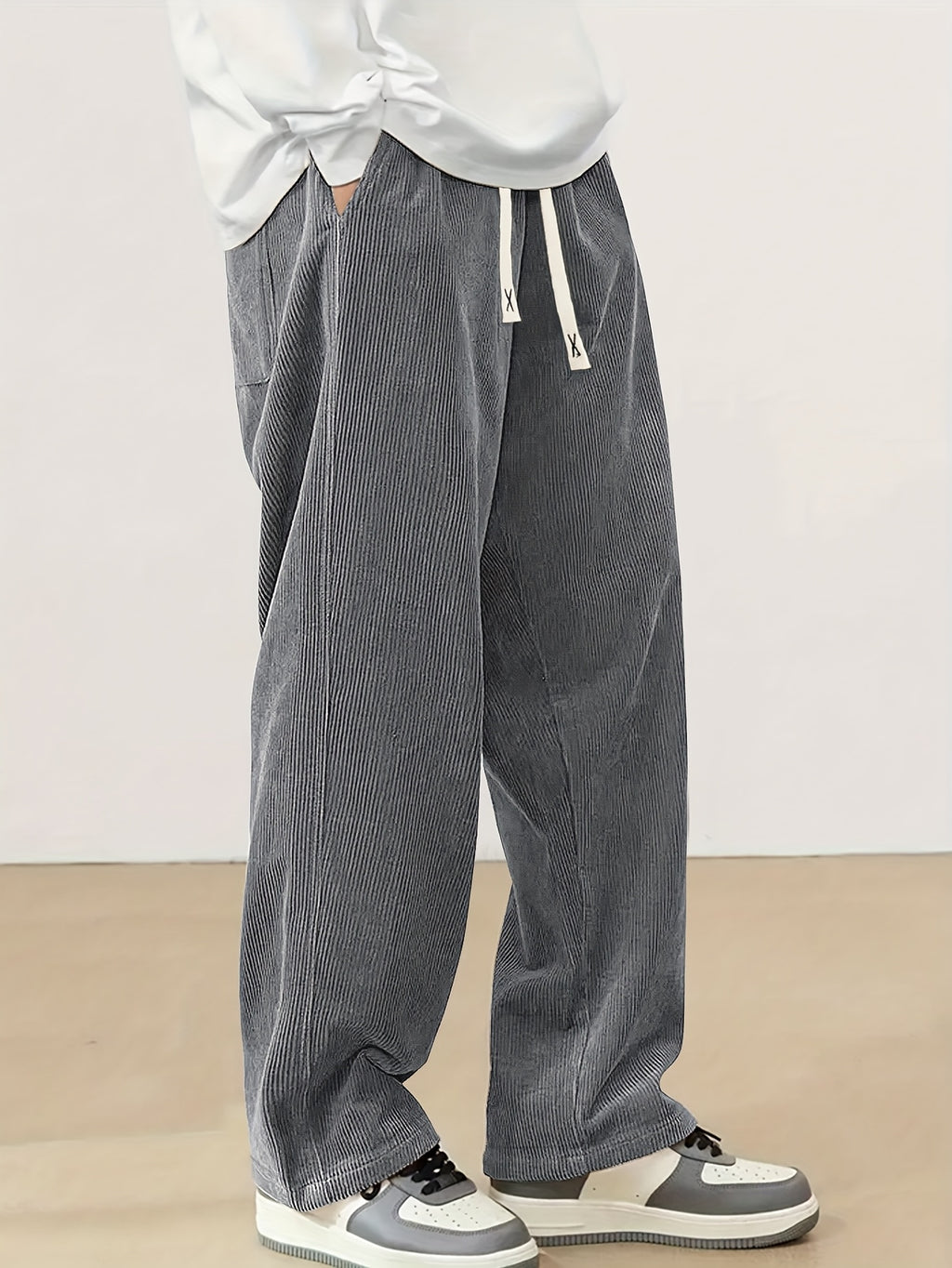 Corvian | Heren Corduroy Broek met Trekkoord – Rechte Casual Sweatpants voor Lente & Herfst