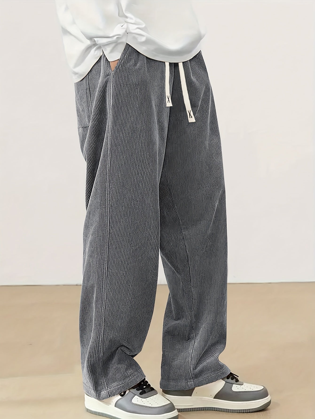 Corvian | Heren Corduroy Broek met Trekkoord – Rechte Casual Sweatpants voor Lente & Herfst