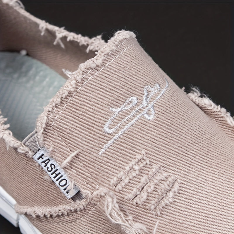 DriftStep | Mocassins homme à enfiler - Toile respirante, aspect vieilli, confortables