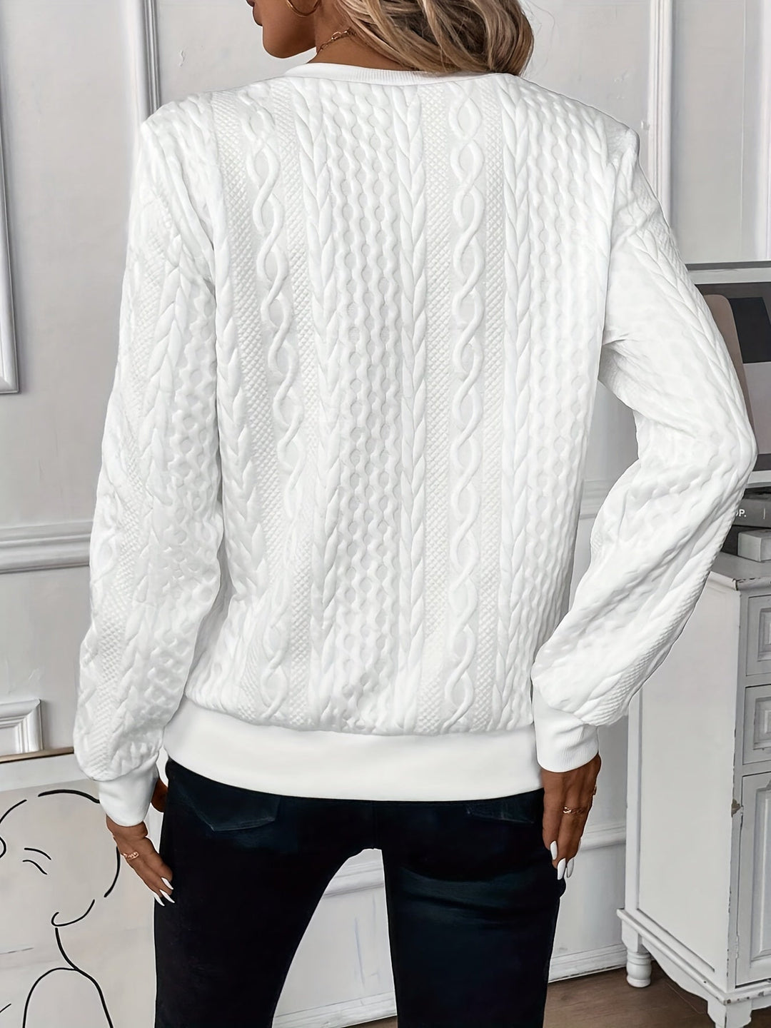 Ulthira | Zopfmuster-Pullover mit halbem Reißverschluss – Weicher Pullover aus Baumwollmischgewebe, stylisches Oberteil zum Drunterziehen