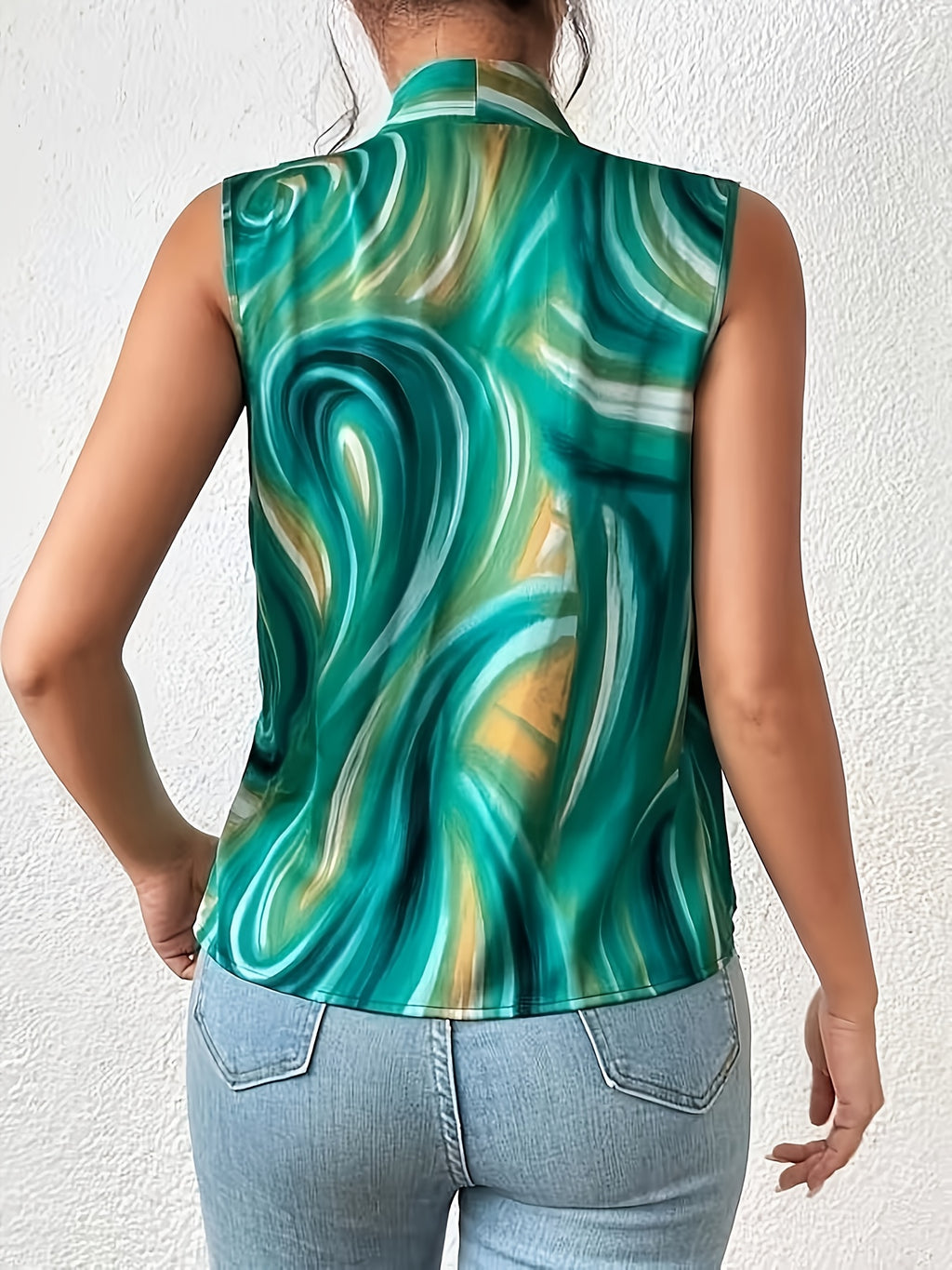 Litha | Damesvest met print – Mouwloze, casual zomertop