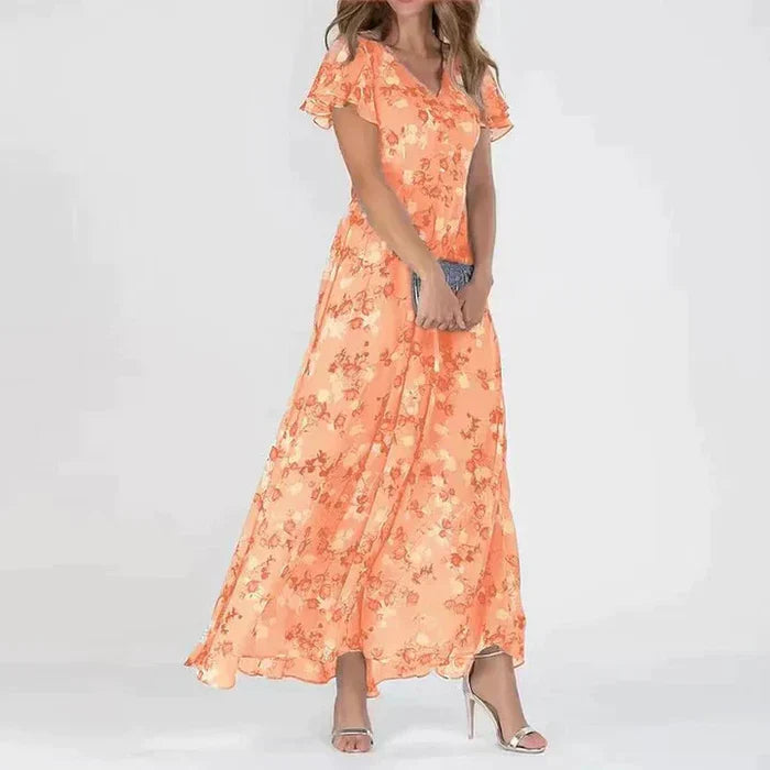 Leya | Zomerse maxi-jurk met bloemenprint voor dames – Elegante, langvallende jurk