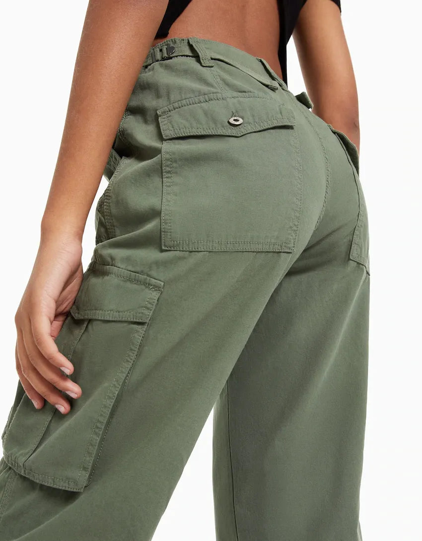 Clarion | Damen-Hose mit weitem Bein und verstellbarem Bund – Utility-Hose mit vielen Taschen