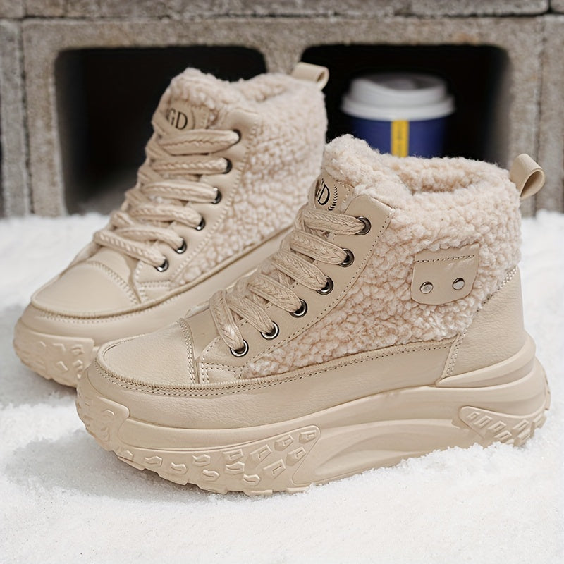 SnugSneaks | Bottes de neige pour femmes avec doublure polaire et semelle épaisse – Baskets d'hiver chaudes