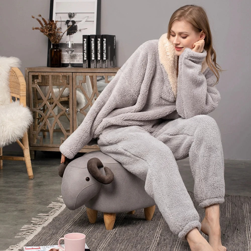 Kairyn | Fleece pyjamaset voor dames – Comfortabel, dik en ultrazacht voor winterse nachten