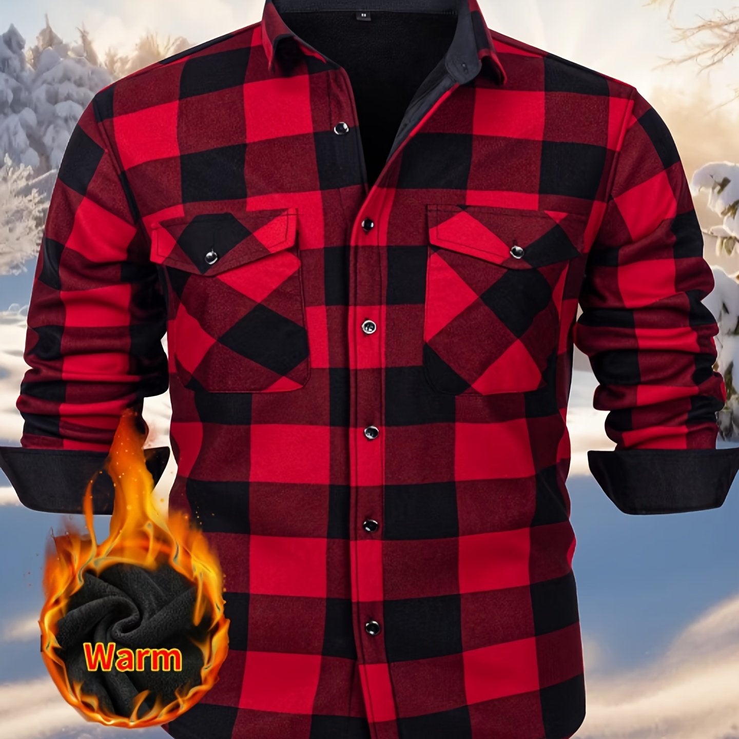 Simeon | Chemise en flanelle thermique épaisse pour homme – motif à carreaux épais d'hiver avec boutons