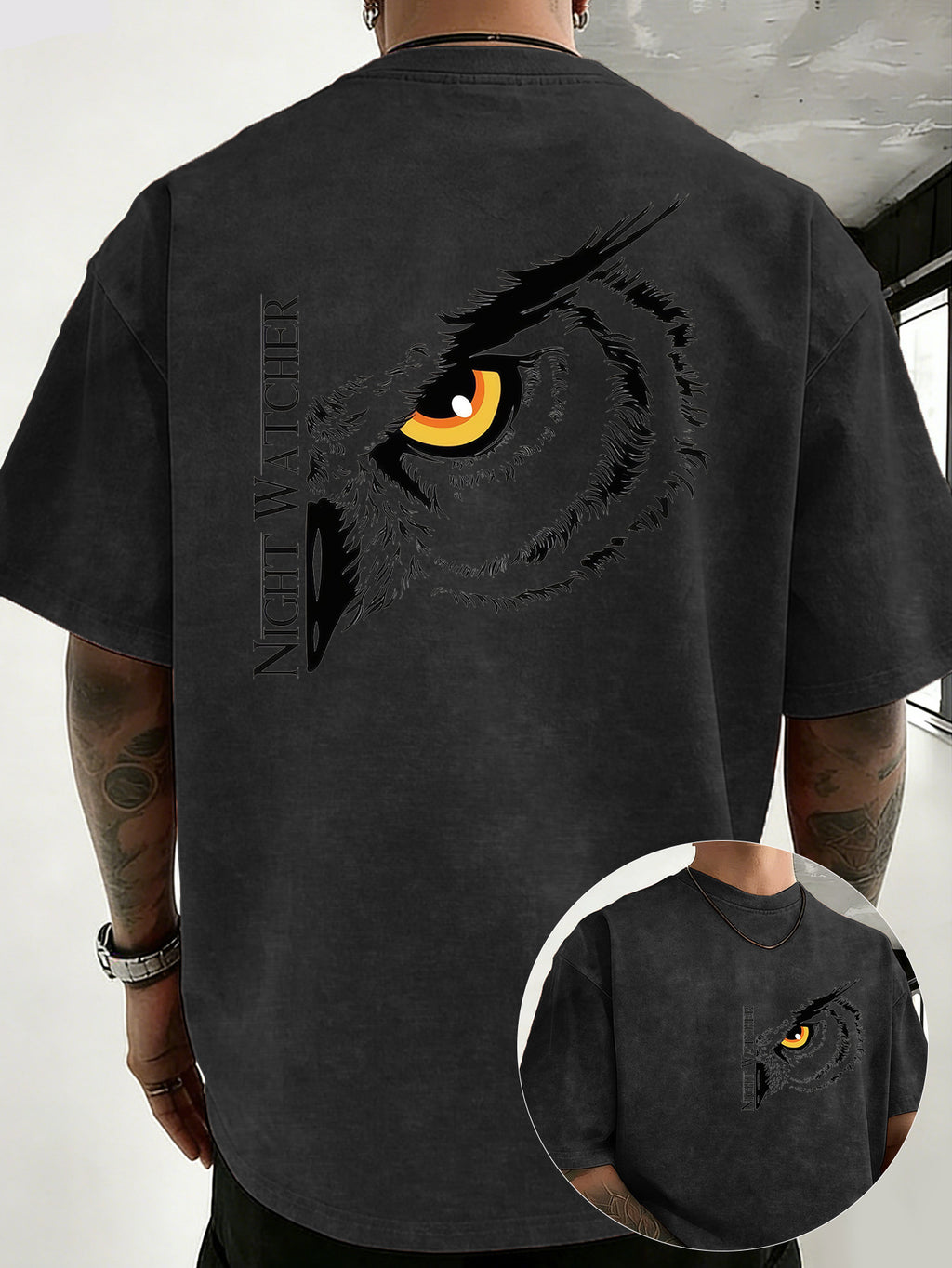 Alrican | Vintage oversized T-shirt van zwaar katoen, gewassen, losse pasvorm