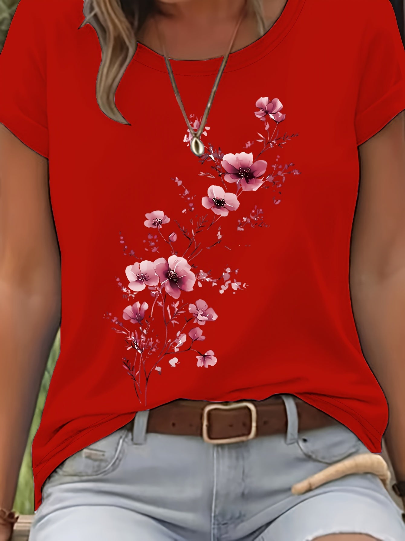 Vionyxen | Dames-T-shirt met bloemenprint in aquarelstijl – Casual zomertop