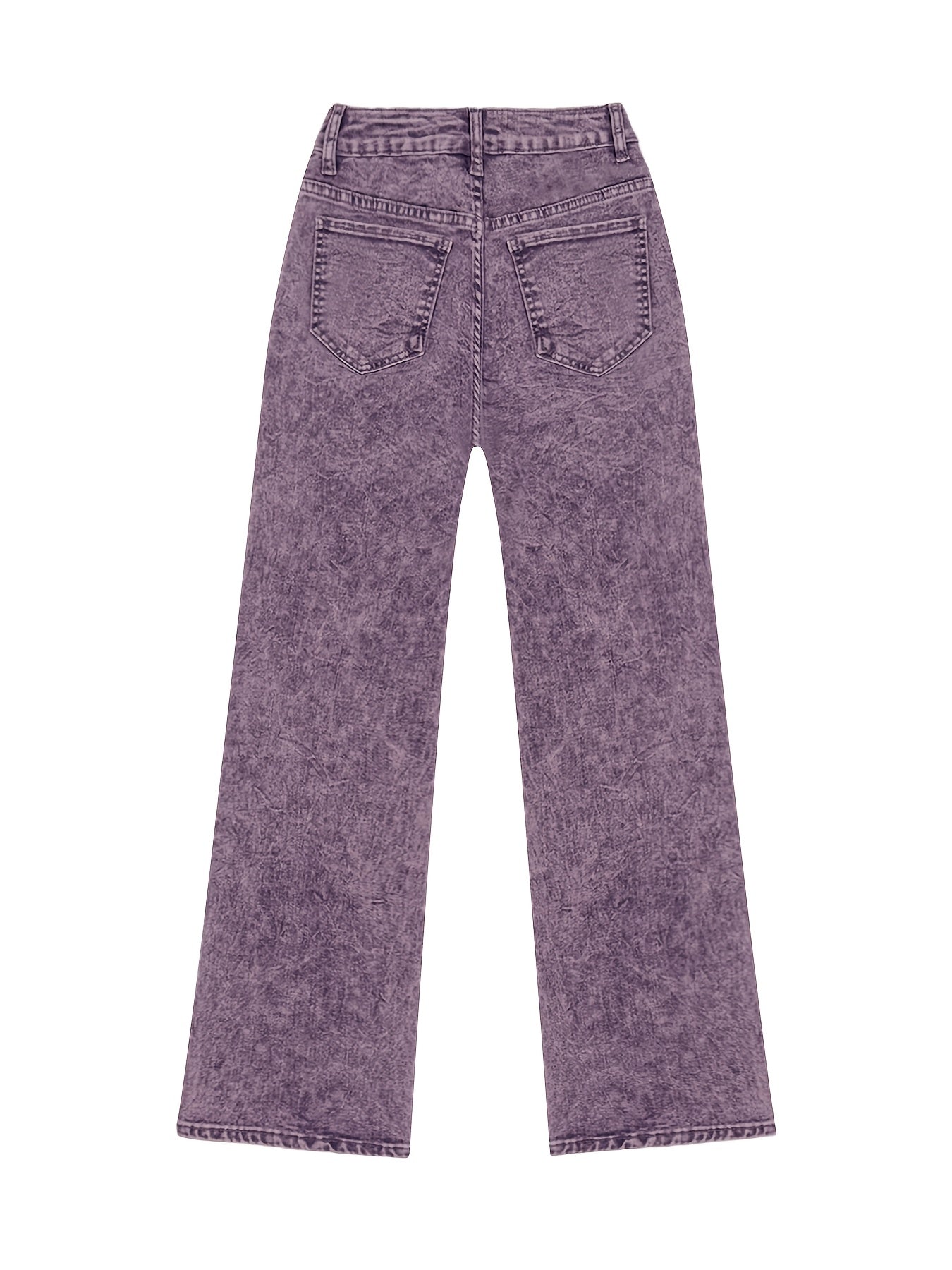Viridia | Damen-Stretchjeans mit hohem Bund – Locker sitzend, Acid-Wash-Optik, gerades und weites Bein, Bauchkontrolle, Taschen