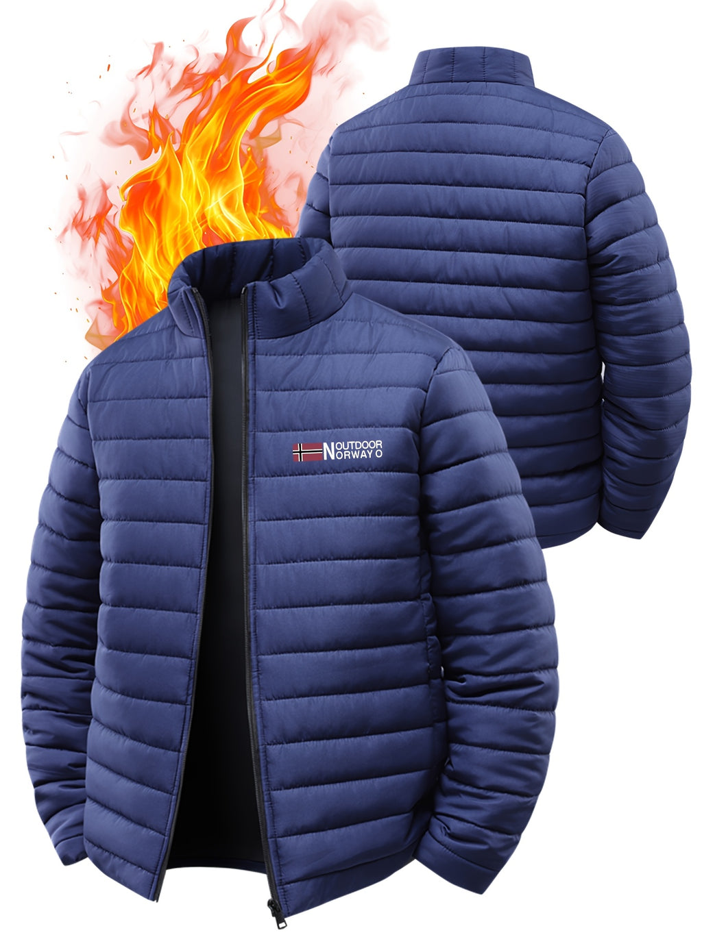 Kyro | Geïsoleerde winterjas voor heren met Scandinavisch letterontwerp – dik gevoerde jas met ritssluiting