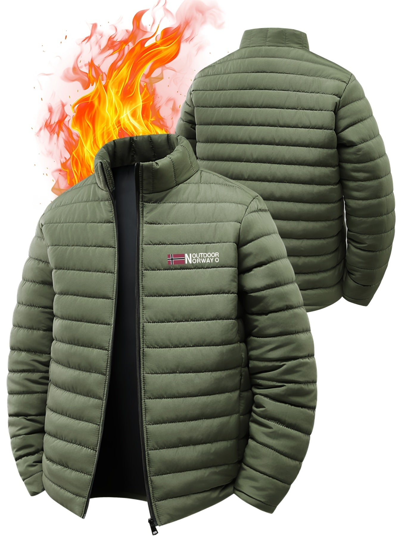 Kyro | Geïsoleerde winterjas voor heren met Scandinavisch letterontwerp – dik gevoerde jas met ritssluiting