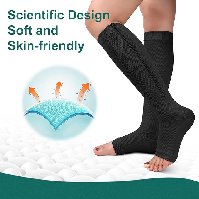 SootheSox | Chaussettes de compression à fermeture éclair facile – Confort, circulation et soutien tout au long de la journée