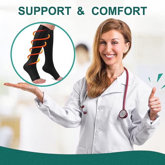 SootheSox | Chaussettes de compression à fermeture éclair facile – Confort, circulation et soutien tout au long de la journée