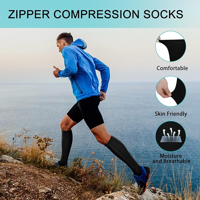 SootheSox | Chaussettes de compression à fermeture éclair facile – Confort, circulation et soutien tout au long de la journée